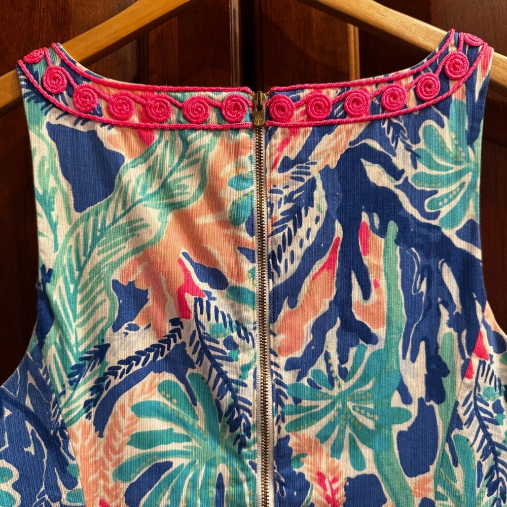 Lilly Pulitzer Gabby Shift Dress Multi Jet Stream Tropical Print Size 8 - Picture 10 of 16